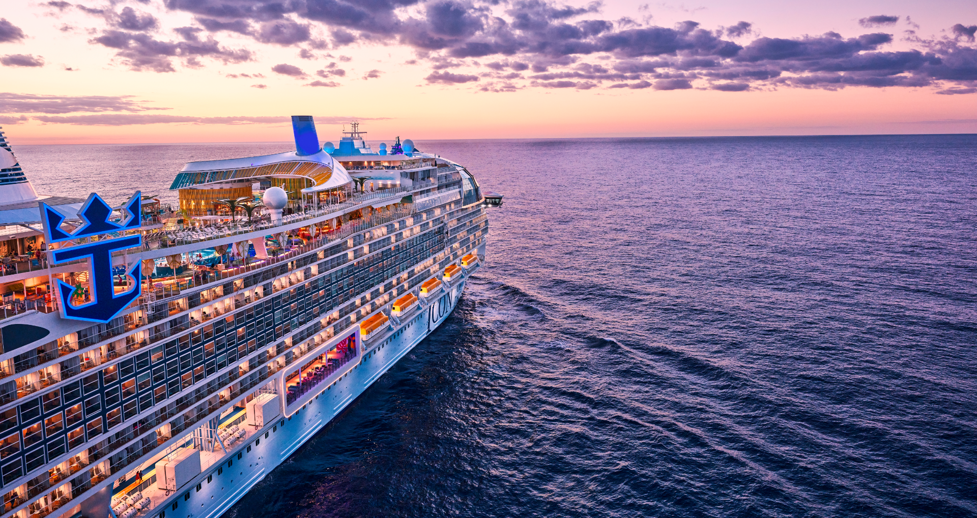 RCL at sea at sunset