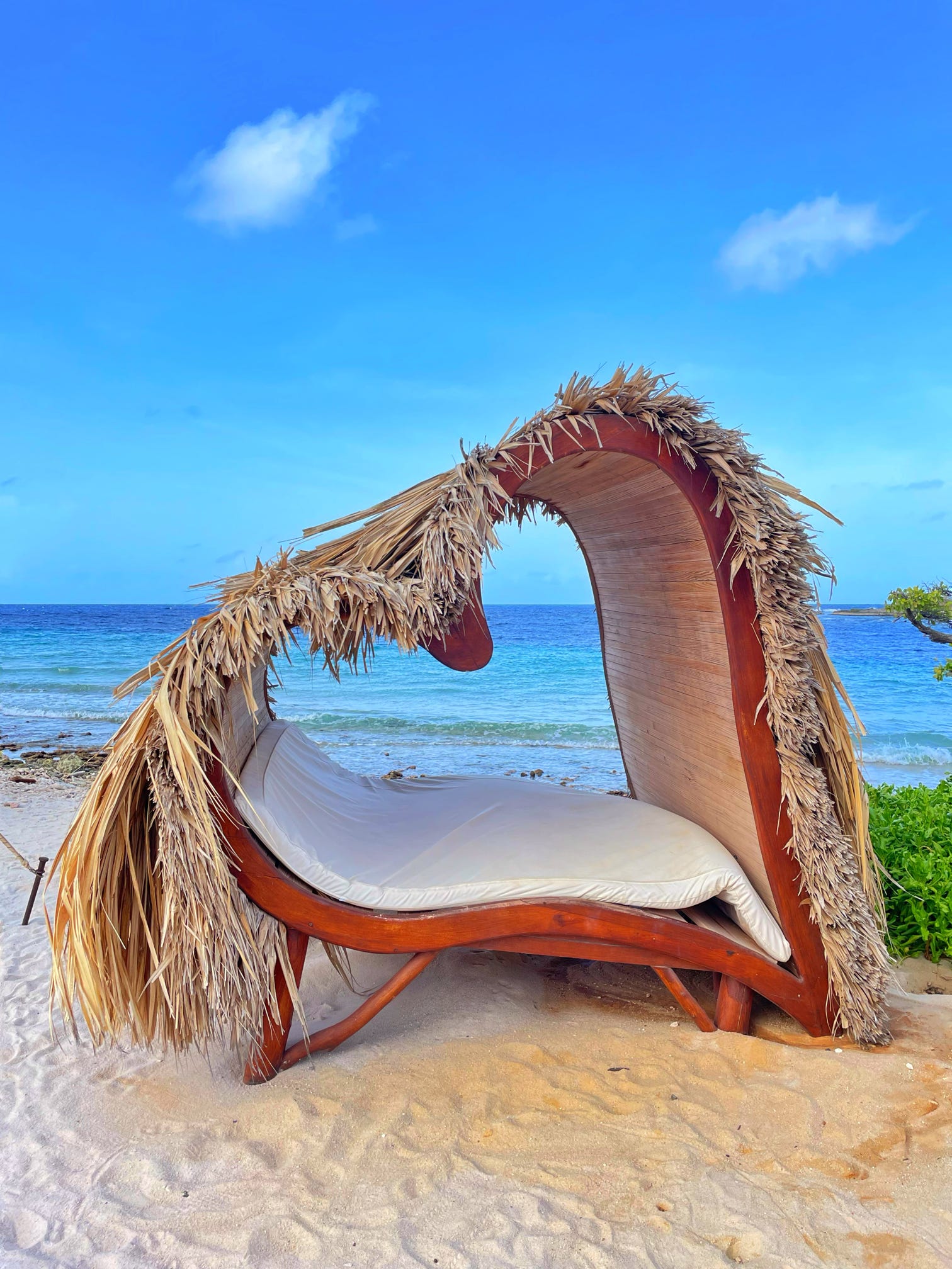 Heart bed on a beach